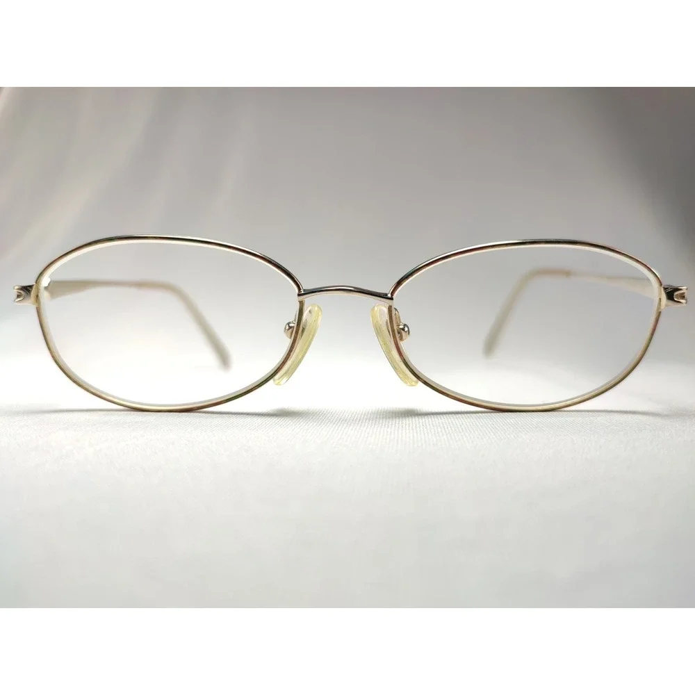Seiko T095 Titanium Oval Eyeglass Frames Gold Filigree Japan 52-17-135